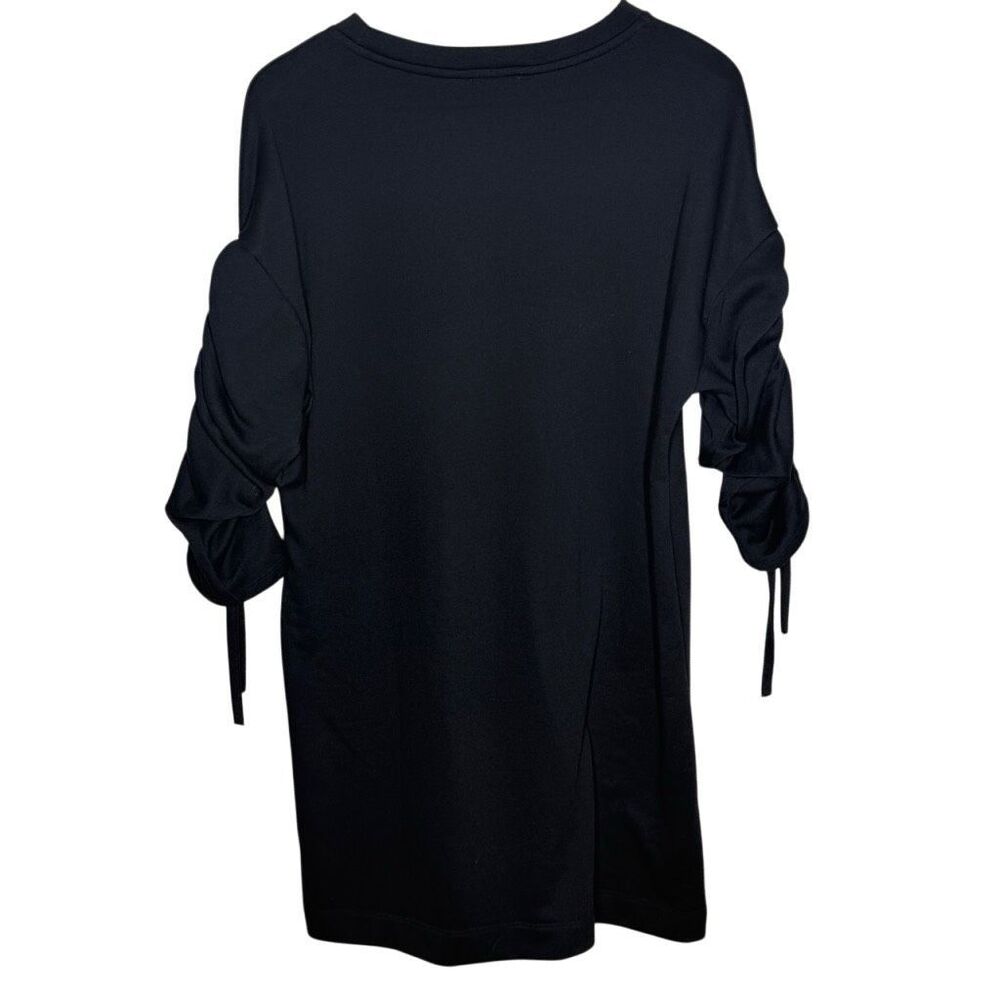 Lush Black Ruched Long Sleeve Tunic Shirt Dress Size M Crew Neck Casual